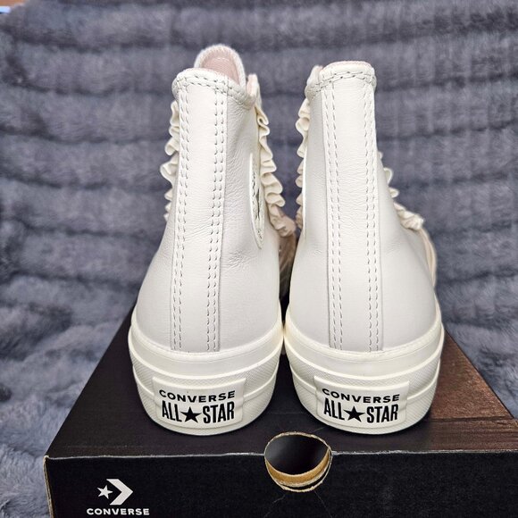 Converse Chuck Taylor All Star White Leather High Top with ruffle; Women US 8.5 - Picture 8 of 11